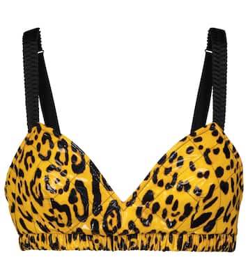 Bralette in similpelle con stampa leopardata | Dolce&Gabbana