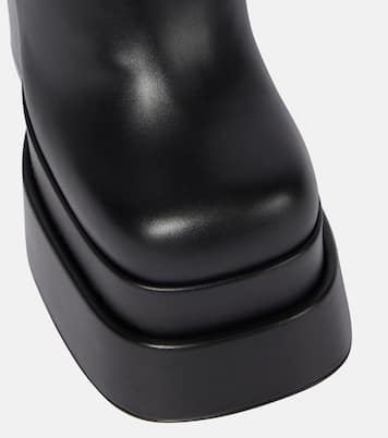 Leather platform knee-high boots | Versace
