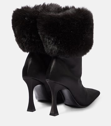 Faux fur-trimmed satin ankle boots | Magda Butrym