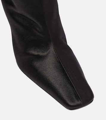 Faux fur-trimmed satin ankle boots | Magda Butrym