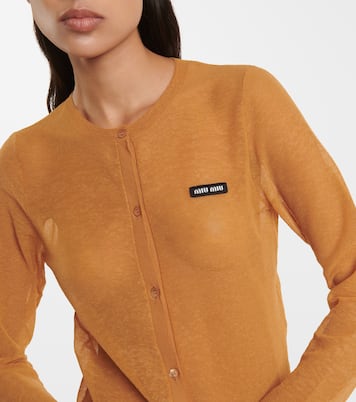 Cardigan in maglia con logo | Miu Miu