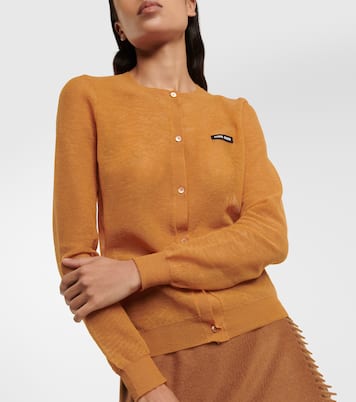 Cardigan in maglia con logo | Miu Miu