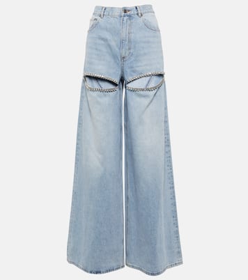 Jeans anchos de tiro alto adornados | Area