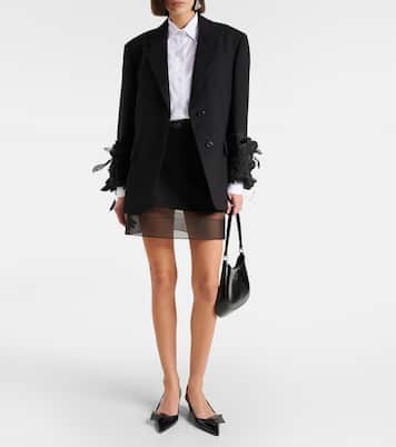 Feather-trimmed wool blazer | Prada