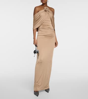 Floral-appliqué halterneck jersey top | Magda Butrym