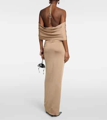 Floral-appliqué halterneck jersey top | Magda Butrym