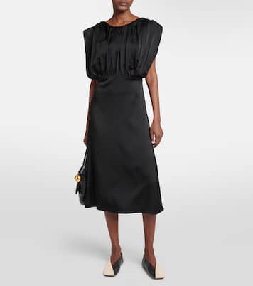 Vestido midi de satén drapeado | Jil Sander