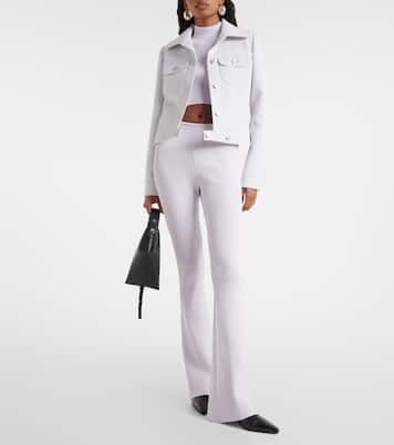 Top cropped in maglia a coste con logo | Courrèges