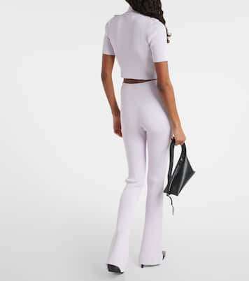 Top cropped in maglia a coste con logo | Courrèges