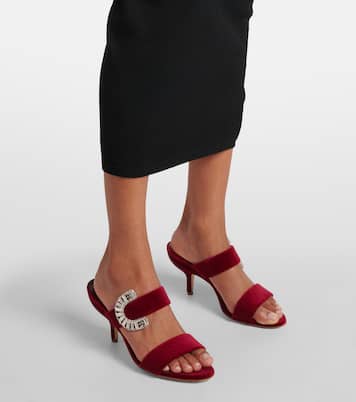 Mules Mermonia en velours à ornements | Manolo Blahnik