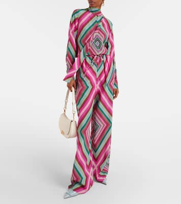 Pantalon ample imprimé en soie | Valentino