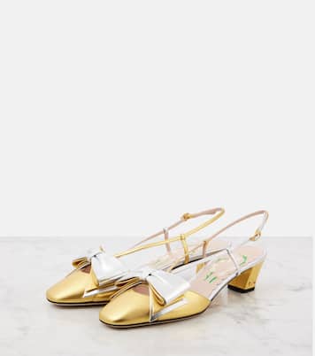Escarpins slingback Bowow 45 en cuir métallisé | Valentino Garavani