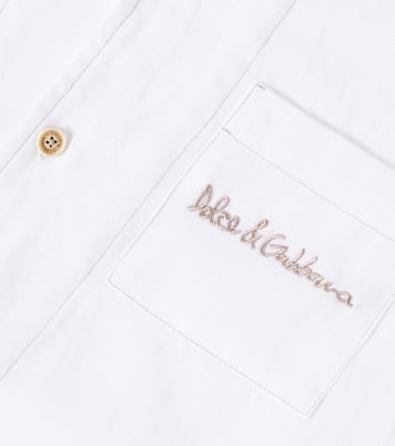 Camisa de lino con bordado | Dolce&Gabbana Kids