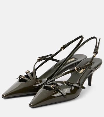 Escarpins slingback en cuir verni | Miu Miu