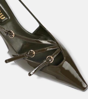 Escarpins slingback en cuir verni | Miu Miu