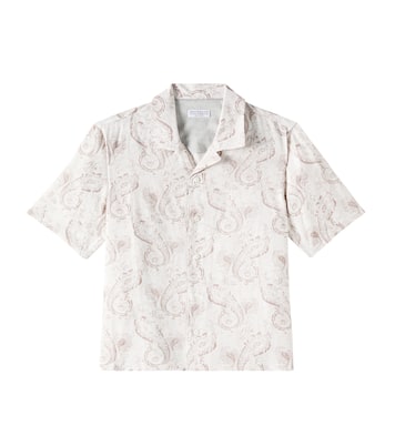 Chemise en lin à motif cachemire | Brunello Cucinelli Kids
