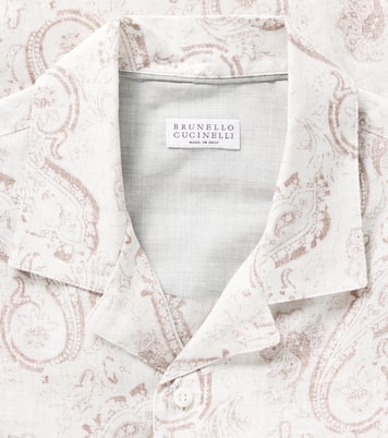 Chemise en lin à motif cachemire | Brunello Cucinelli Kids