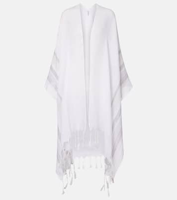 Fringed linen poncho | Brunello Cucinelli