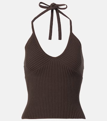 Halterneck cotton-blend top | Vince