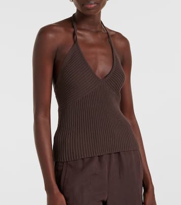 Halterneck cotton-blend top | Vince