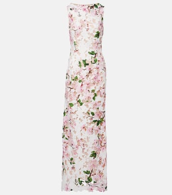 Robe longue en guipure à fleurs | Oscar de la Renta