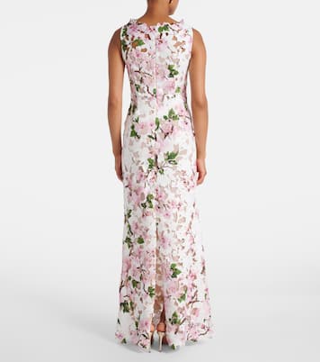 Robe longue en guipure à fleurs | Oscar de la Renta