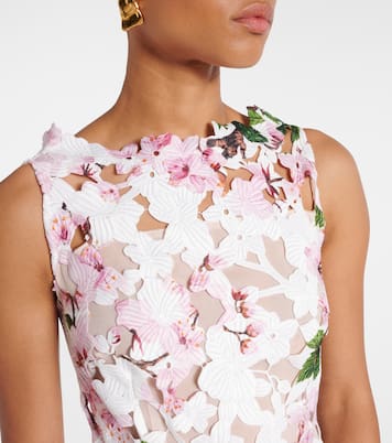 Robe longue en guipure à fleurs | Oscar de la Renta