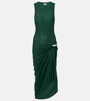 Draped ribbed-knit cotton-blend midi dress | Loewe