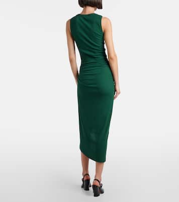 Draped ribbed-knit cotton-blend midi dress | Loewe