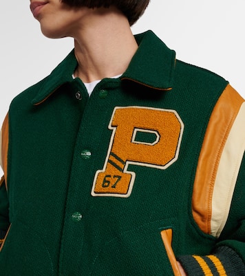 Leather-trimmed wool-blend varsity jacket | Polo Ralph Lauren