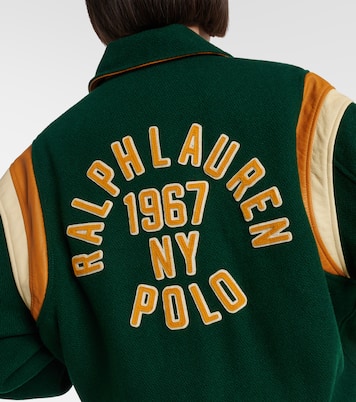 Leather-trimmed wool-blend varsity jacket | Polo Ralph Lauren