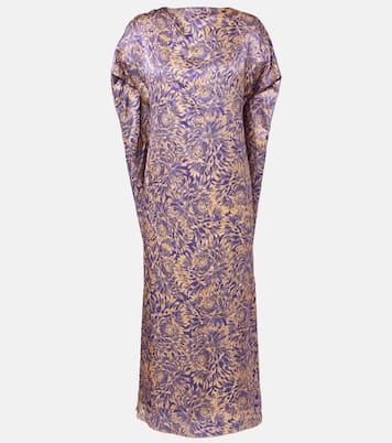 Vestido midi de satén de seda floral | Dries Van Noten