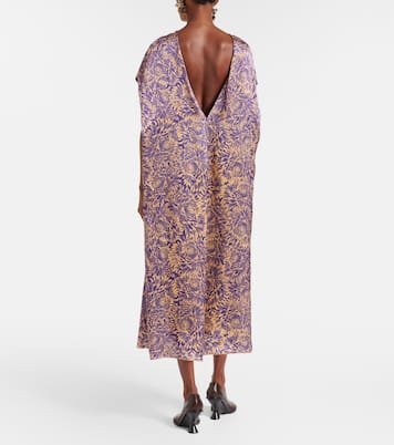 Vestido midi de satén de seda floral | Dries Van Noten