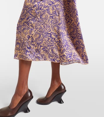 Vestido midi de satén de seda floral | Dries Van Noten