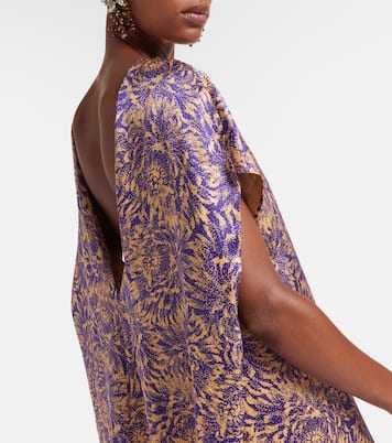 Vestido midi de satén de seda floral | Dries Van Noten