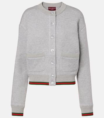 Web Stripe cotton-blend jersey cardigan | Gucci