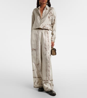 Rive printed silk satin wide-leg pants | Max Mara