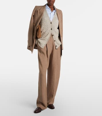 Walnut wool, cashmere, and silk cardigan | Loro Piana