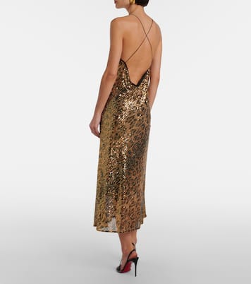 Leopard-print sequined slip dress | Roberto Cavalli