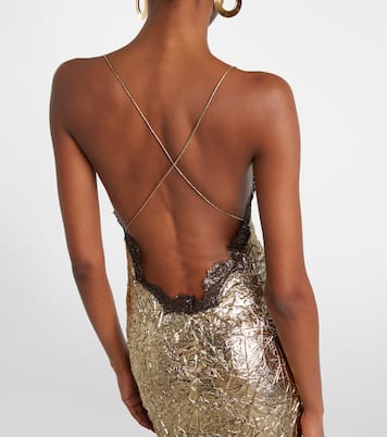 Lace-trimmed silk-blend gown | Roberto Cavalli