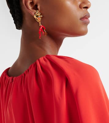 Crystal-embellished clip-on earrings | Oscar de la Renta