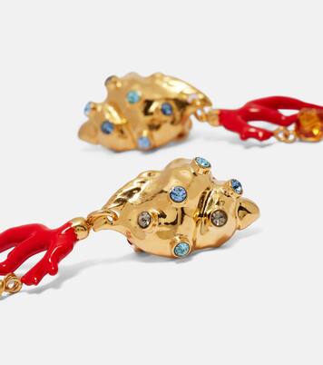 Crystal-embellished clip-on earrings | Oscar de la Renta