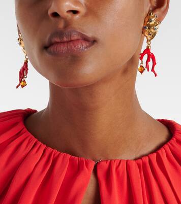 Crystal-embellished clip-on earrings | Oscar de la Renta