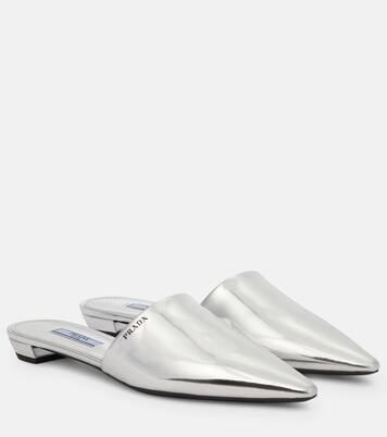 Slippers in pelle metallizzata | Prada