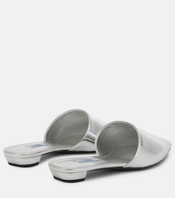 Slippers in pelle metallizzata | Prada