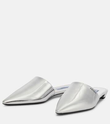 Slippers in pelle metallizzata | Prada