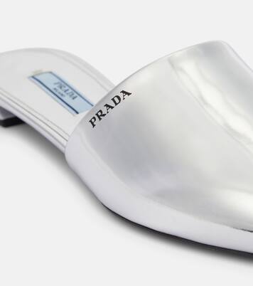 Slippers in pelle metallizzata | Prada
