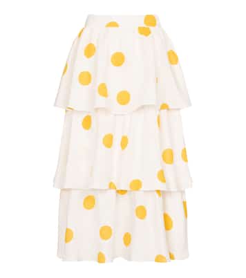 Gonna midi Aya a pois in lino | Rebecca Vallance
