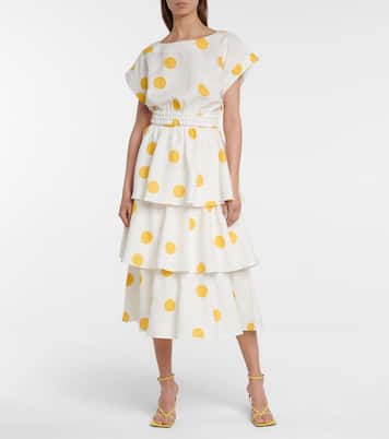 Gonna midi Aya a pois in lino | Rebecca Vallance