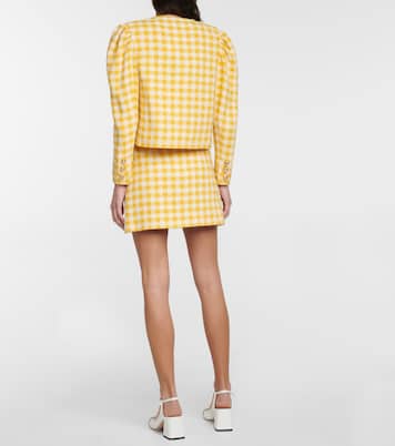 Veste raccourcie en laine et coton mélangés | Miu Miu